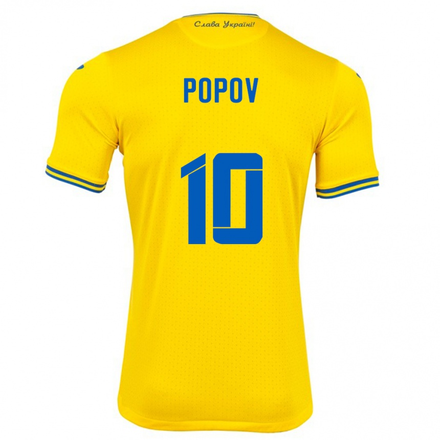 Gyermek Labdarúgás Ukrajna Bogdan Popov #10 Sárga Hazai Jersey 24-26 Mez Póló Ing