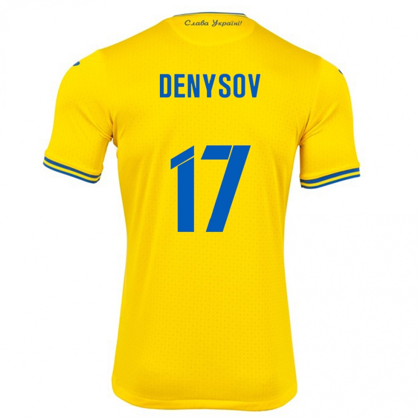 Gyermek Labdarúgás Ukrajna Ivan Denysov #17 Sárga Hazai Jersey 24-26 Mez Póló Ing