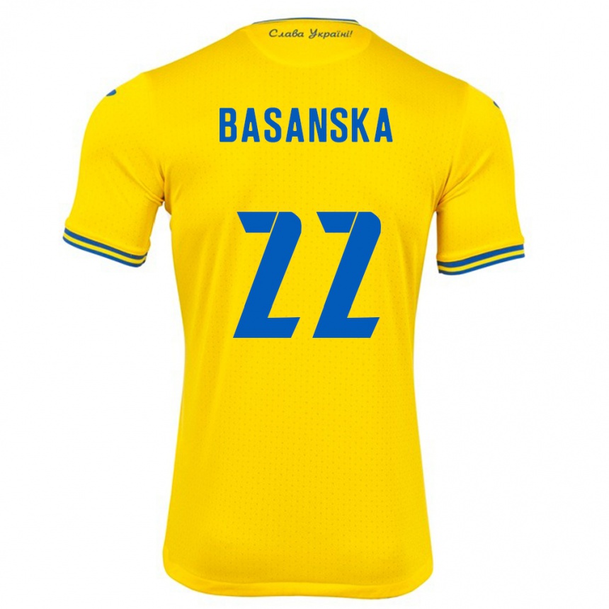 Gyermek Labdarúgás Ukrajna Olga Basanska #22 Sárga Hazai Jersey 24-26 Mez Póló Ing