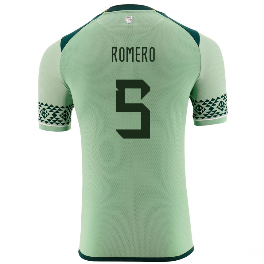 Gyermek Labdarúgás Bolívia César Romero #5 Világos Zöld Hazai Jersey 24-26 Mez Póló Ing