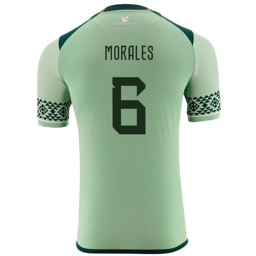 Gyermek Labdarúgás Bolívia Efraín Morales #6 Világos Zöld Hazai Jersey 24-26 Mez Póló Ing