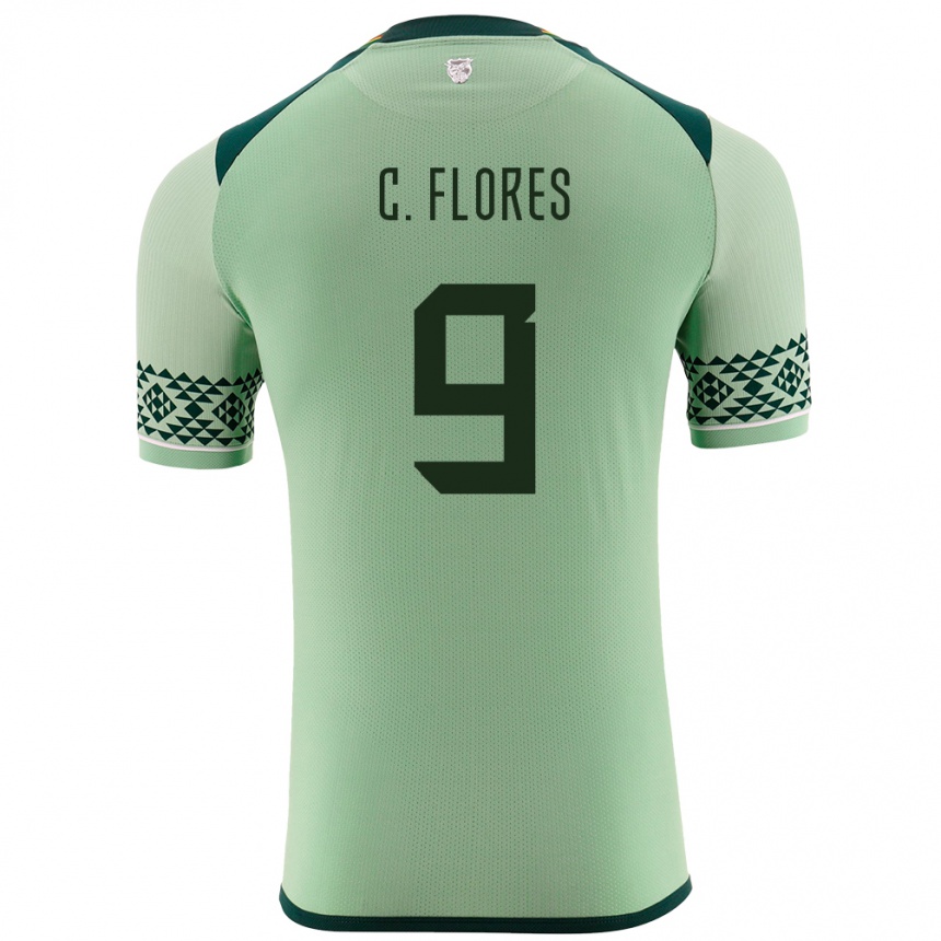 Gyermek Labdarúgás Bolívia Cesar Flores #9 Világos Zöld Hazai Jersey 24-26 Mez Póló Ing