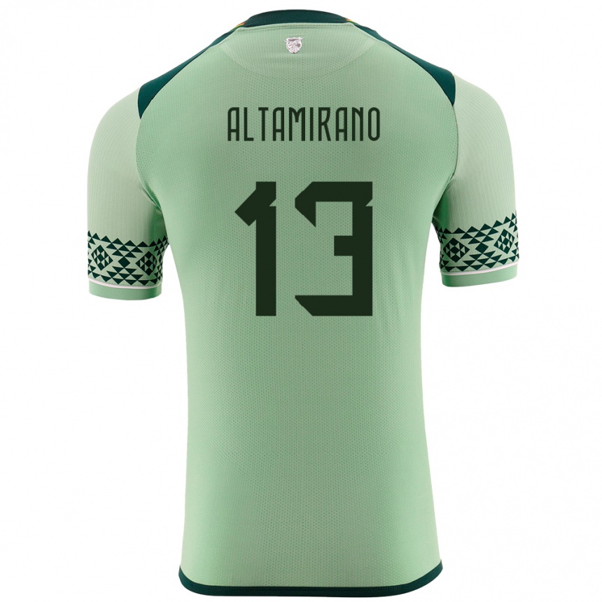 Gyermek Labdarúgás Bolívia Sebastian Altamirano #13 Világos Zöld Hazai Jersey 24-26 Mez Póló Ing