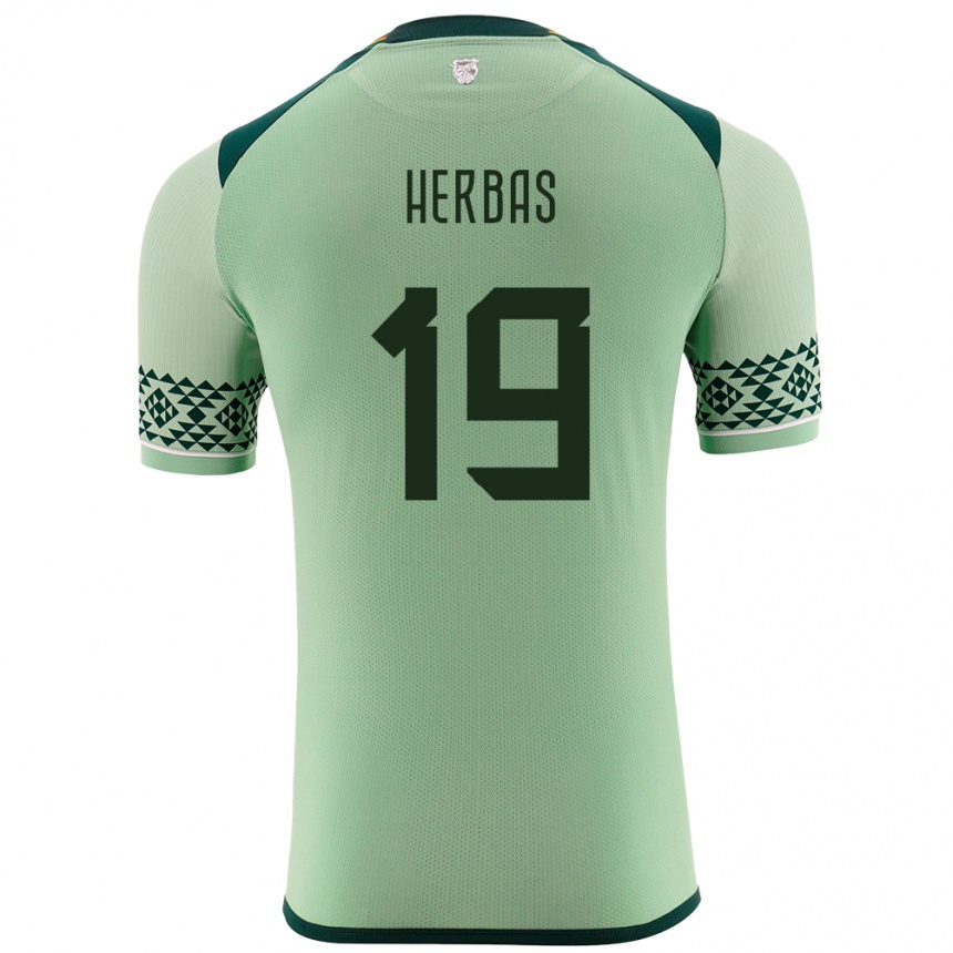 Gyermek Labdarúgás Bolívia Alan Herbas #19 Világos Zöld Hazai Jersey 24-26 Mez Póló Ing