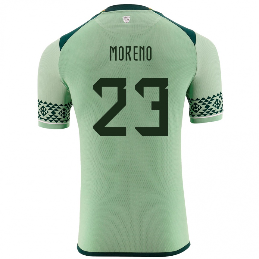 Gyermek Labdarúgás Bolívia Leonel Moreno #23 Világos Zöld Hazai Jersey 24-26 Mez Póló Ing