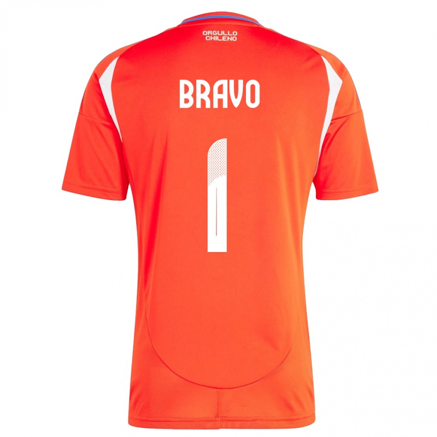 Gyermek Labdarúgás Chile Claudio Bravo #1 Piros Hazai Jersey 24-26 Mez Póló Ing