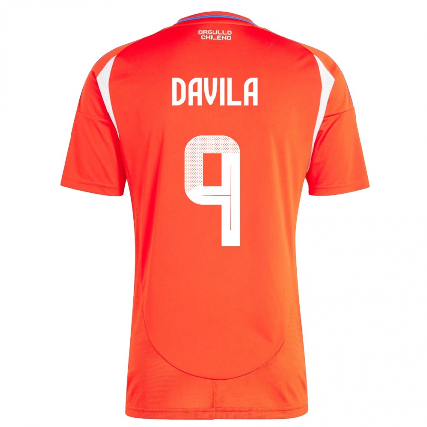 Gyermek Labdarúgás Chile Víctor Dávila #9 Piros Hazai Jersey 24-26 Mez Póló Ing