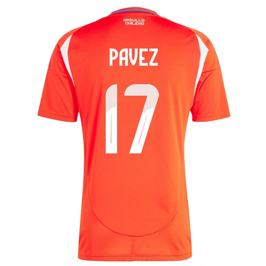 Gyermek Labdarúgás Chile Esteban Pavez #17 Piros Hazai Jersey 24-26 Mez Póló Ing