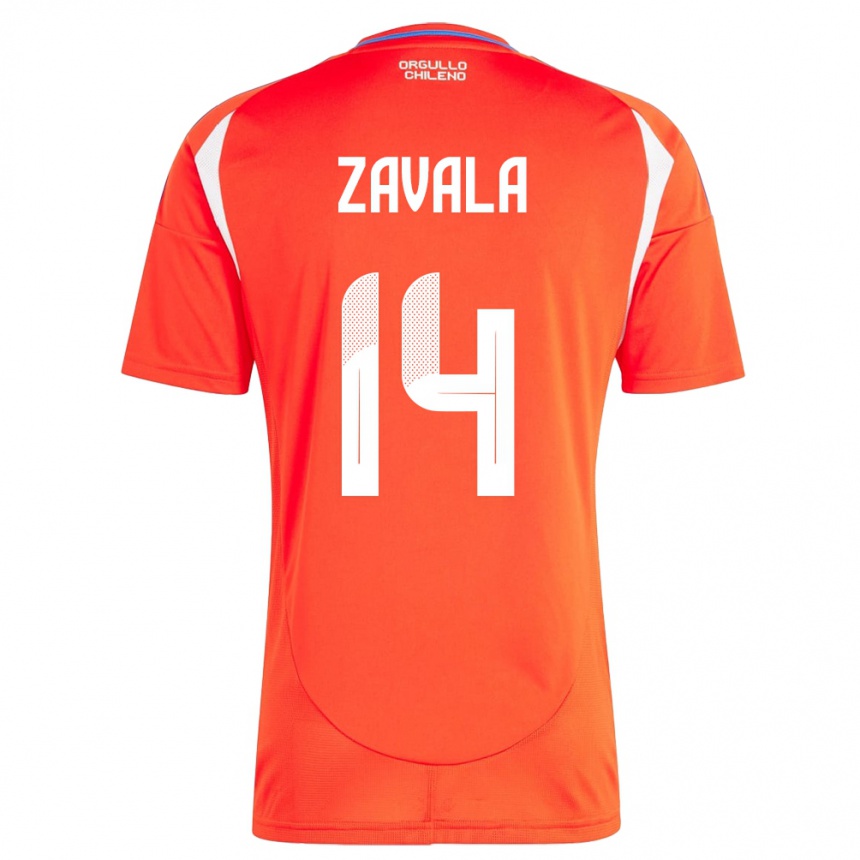 Gyermek Labdarúgás Chile Cristián Zavala #14 Piros Hazai Jersey 24-26 Mez Póló Ing