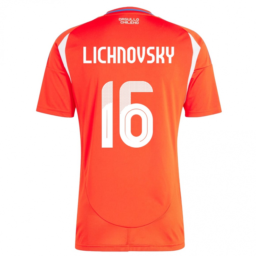 Gyermek Labdarúgás Chile Igor Lichnovsky #16 Piros Hazai Jersey 24-26 Mez Póló Ing