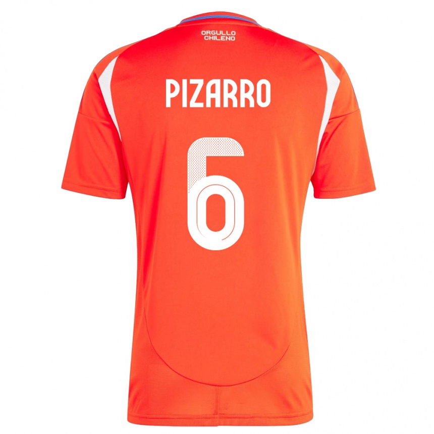 Gyermek Labdarúgás Chile Vicente Pizarro #6 Piros Hazai Jersey 24-26 Mez Póló Ing