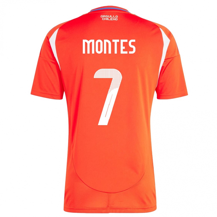 Gyermek Labdarúgás Chile Clemente Montes #7 Piros Hazai Jersey 24-26 Mez Póló Ing