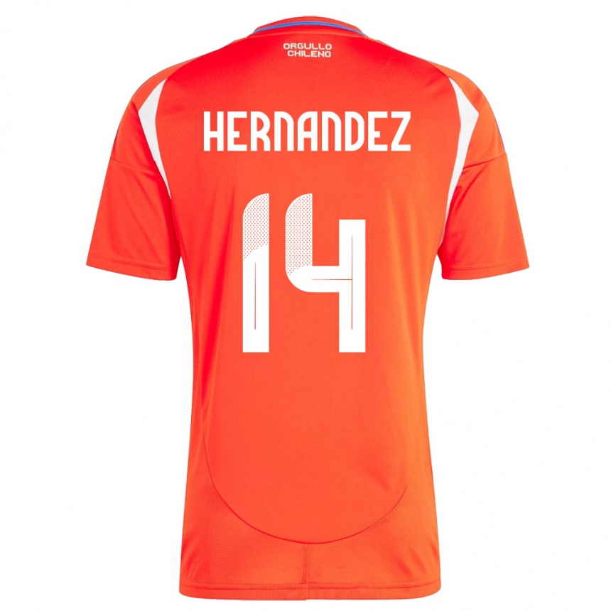 Gyermek Labdarúgás Chile Leandro Hernández #14 Piros Hazai Jersey 24-26 Mez Póló Ing