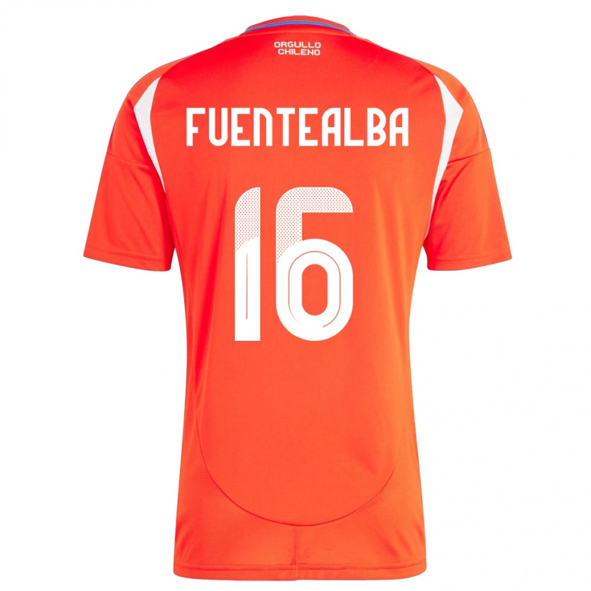 Gyermek Labdarúgás Chile Jeison Fuentealba #16 Piros Hazai Jersey 24-26 Mez Póló Ing