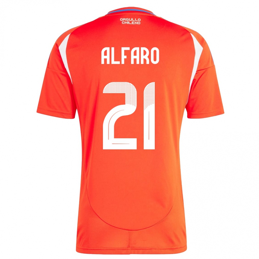 Gyermek Labdarúgás Chile Julián Alfaro #21 Piros Hazai Jersey 24-26 Mez Póló Ing