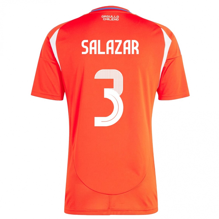 Gyermek Labdarúgás Chile Yahir Salazar #3 Piros Hazai Jersey 24-26 Mez Póló Ing