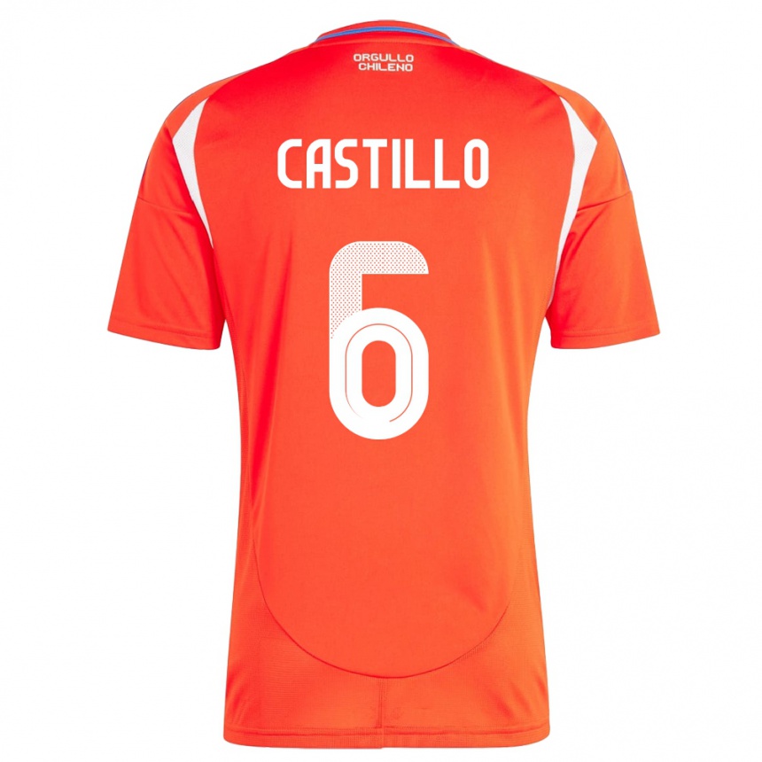 Gyermek Labdarúgás Chile Cristóbal Castillo #6 Piros Hazai Jersey 24-26 Mez Póló Ing