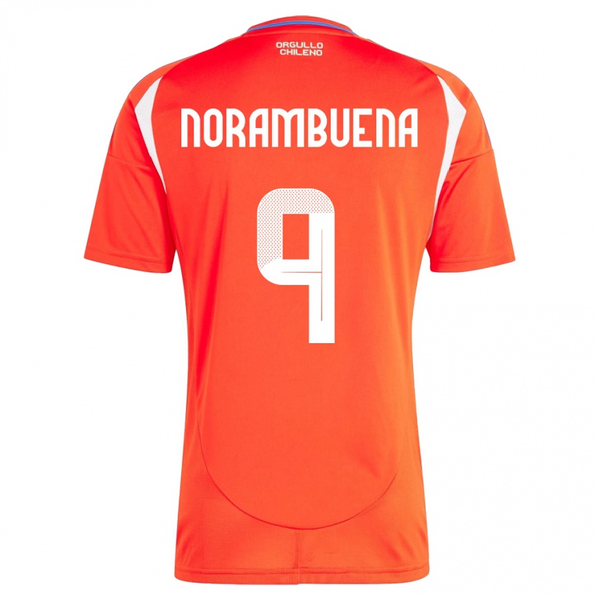 Gyermek Labdarúgás Chile Gabriel Norambuena #9 Piros Hazai Jersey 24-26 Mez Póló Ing