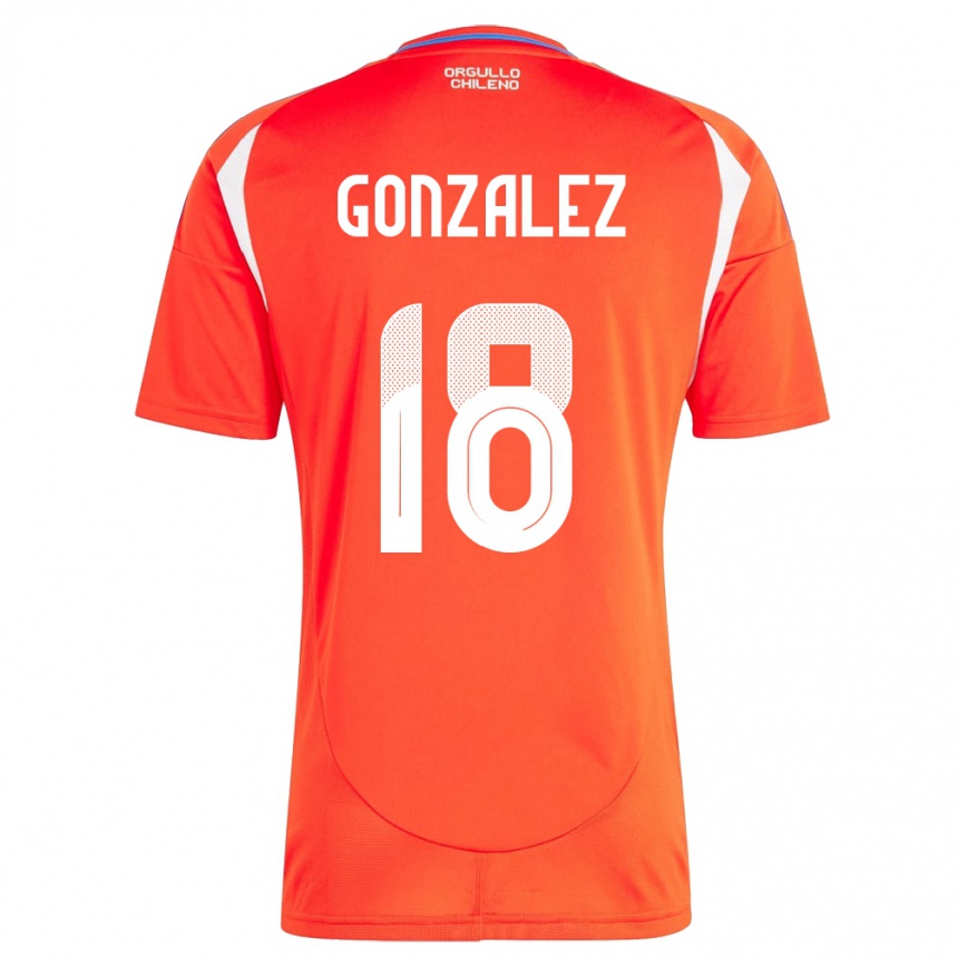 Gyermek Labdarúgás Chile Bryan González #18 Piros Hazai Jersey 24-26 Mez Póló Ing