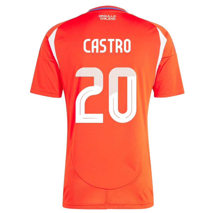 Gyermek Labdarúgás Chile Benjamín Castro #20 Piros Hazai Jersey 24-26 Mez Póló Ing