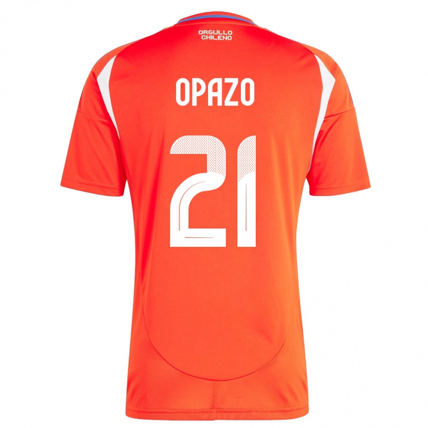 Gyermek Labdarúgás Chile Diego Opazo #21 Piros Hazai Jersey 24-26 Mez Póló Ing