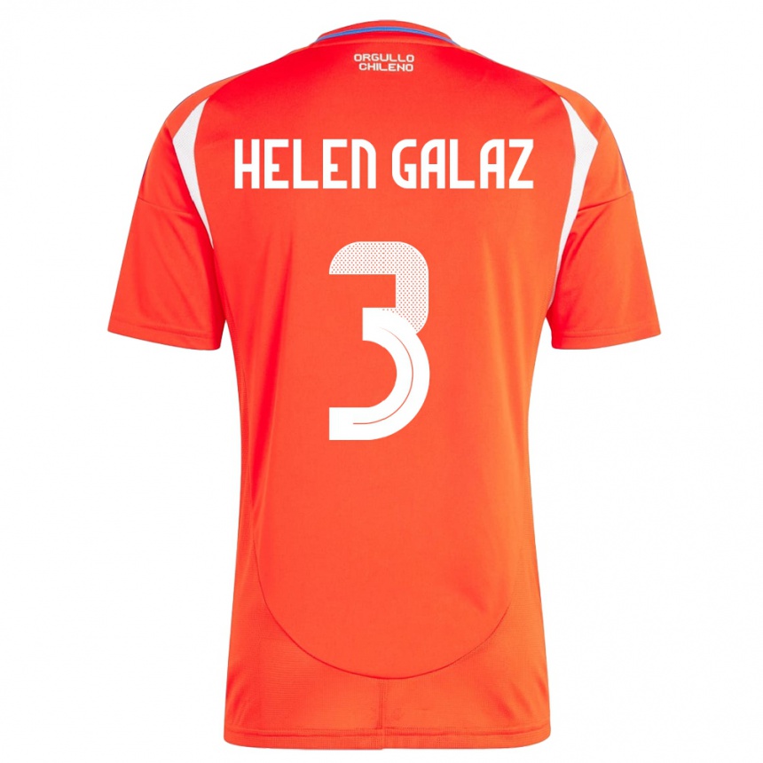 Gyermek Labdarúgás Chile Su Helen Galaz #3 Piros Hazai Jersey 24-26 Mez Póló Ing