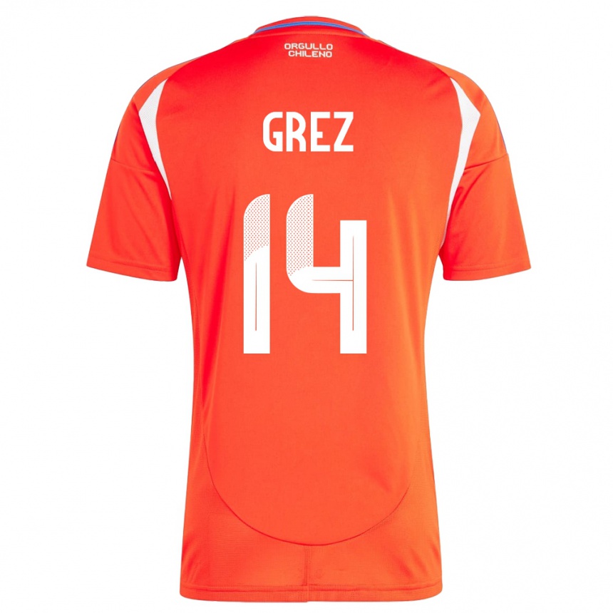 Gyermek Labdarúgás Chile Javiera Grez #14 Piros Hazai Jersey 24-26 Mez Póló Ing