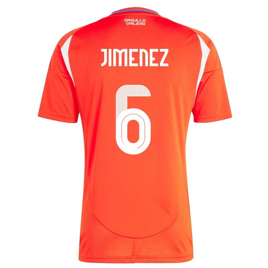 Gyermek Labdarúgás Chile Yastin Jiménez #6 Piros Hazai Jersey 24-26 Mez Póló Ing