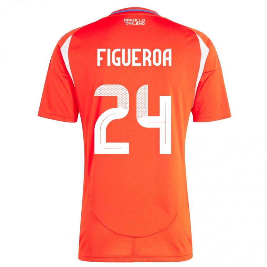 Gyermek Labdarúgás Chile Ámbar Figueroa #24 Piros Hazai Jersey 24-26 Mez Póló Ing