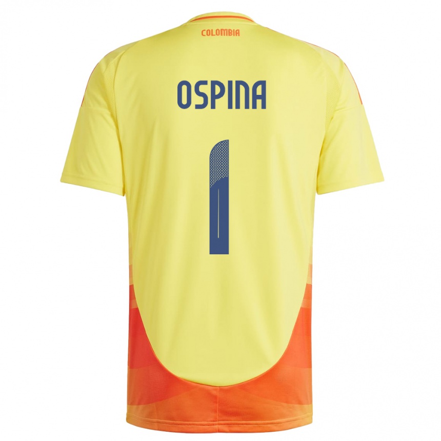 Gyermek Labdarúgás Kolumbia David Ospina #1 Sárga Hazai Jersey 24-26 Mez Póló Ing