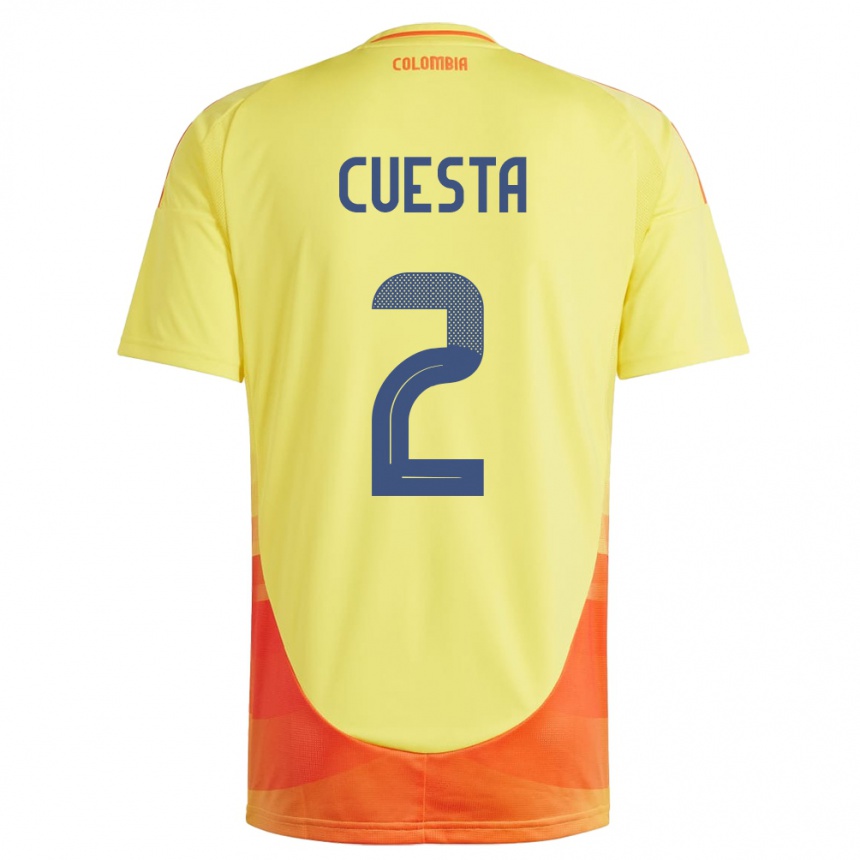 Gyermek Labdarúgás Kolumbia Carlos Cuesta #2 Sárga Hazai Jersey 24-26 Mez Póló Ing