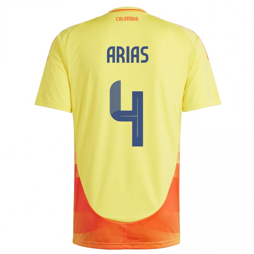 Gyermek Labdarúgás Kolumbia Santiago Arias #4 Sárga Hazai Jersey 24-26 Mez Póló Ing