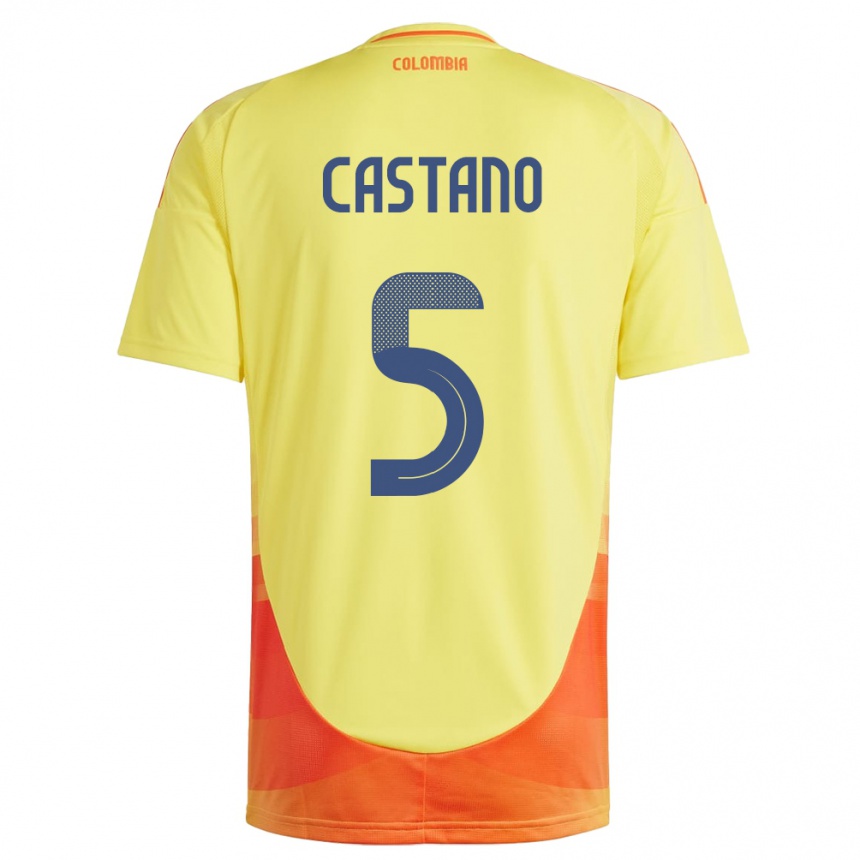 Gyermek Labdarúgás Kolumbia Kevin Castaño #5 Sárga Hazai Jersey 24-26 Mez Póló Ing