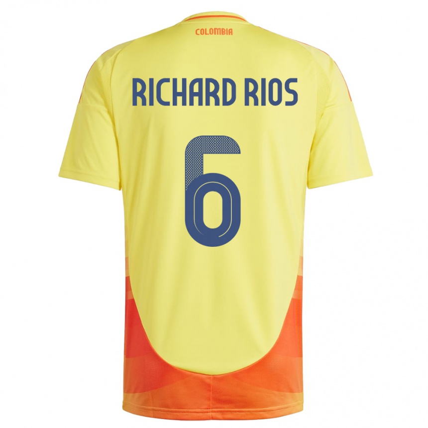 Gyermek Labdarúgás Kolumbia Richard Ríos #6 Sárga Hazai Jersey 24-26 Mez Póló Ing