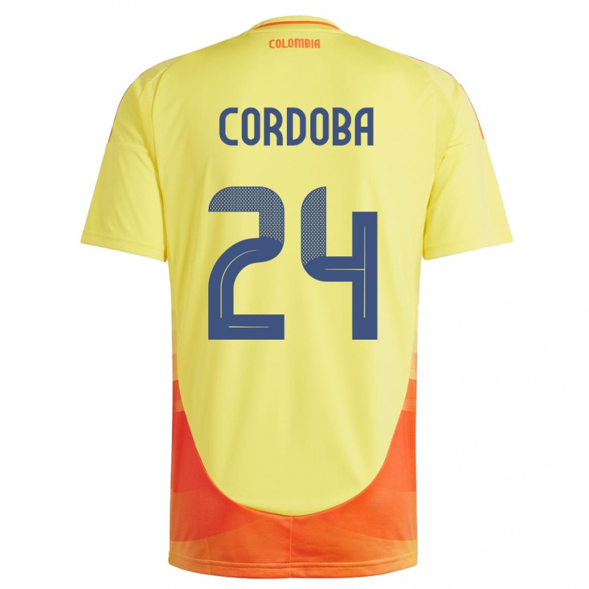 Gyermek Labdarúgás Kolumbia Jhon Córdoba #24 Sárga Hazai Jersey 24-26 Mez Póló Ing