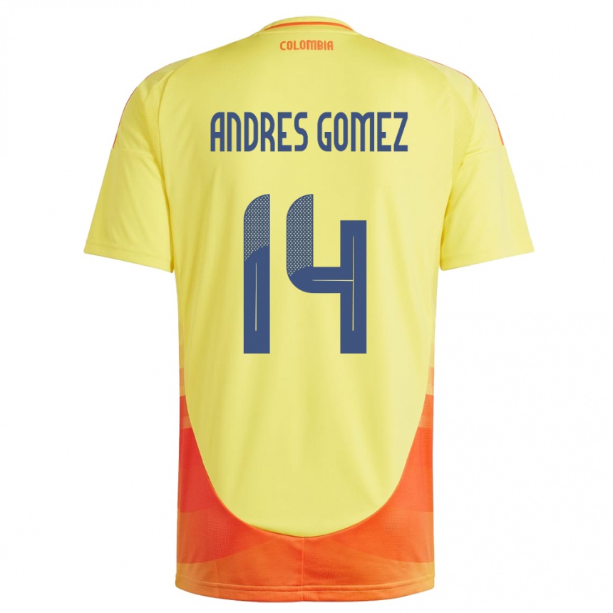 Gyermek Labdarúgás Kolumbia Carlos Andrés Gómez #14 Sárga Hazai Jersey 24-26 Mez Póló Ing