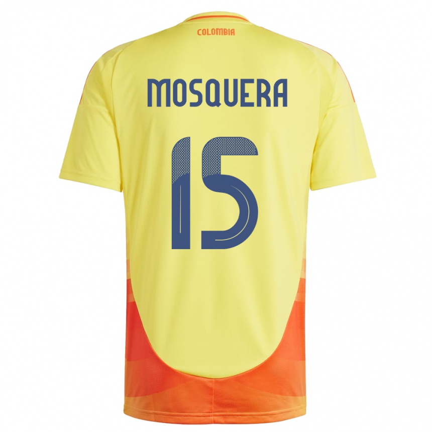 Gyermek Labdarúgás Kolumbia Yerson Mosquera #15 Sárga Hazai Jersey 24-26 Mez Póló Ing