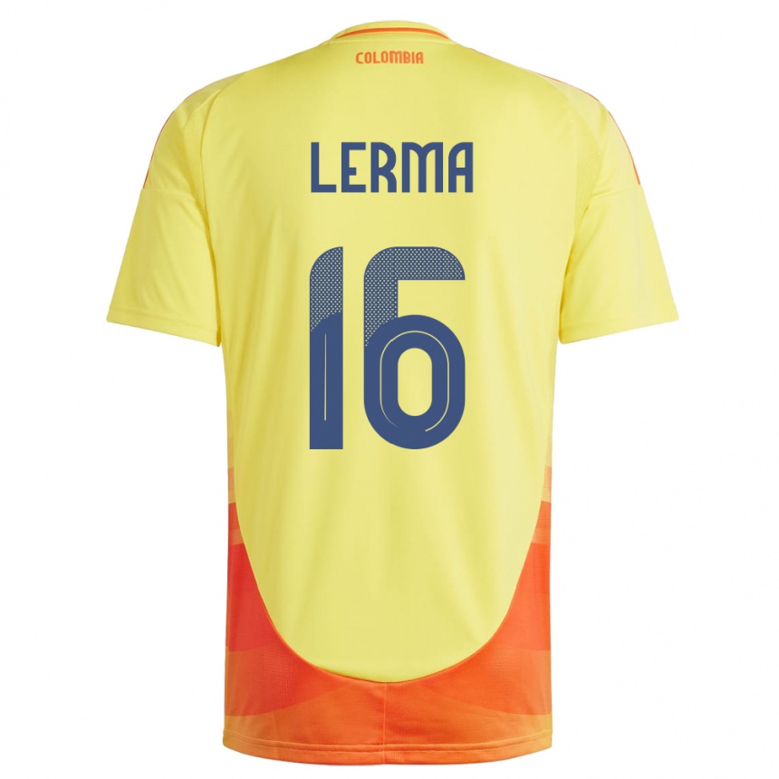 Gyermek Labdarúgás Kolumbia Jefferson Lerma #16 Sárga Hazai Jersey 24-26 Mez Póló Ing