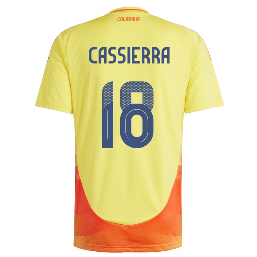 Gyermek Labdarúgás Kolumbia Mateo Cassierra #18 Sárga Hazai Jersey 24-26 Mez Póló Ing