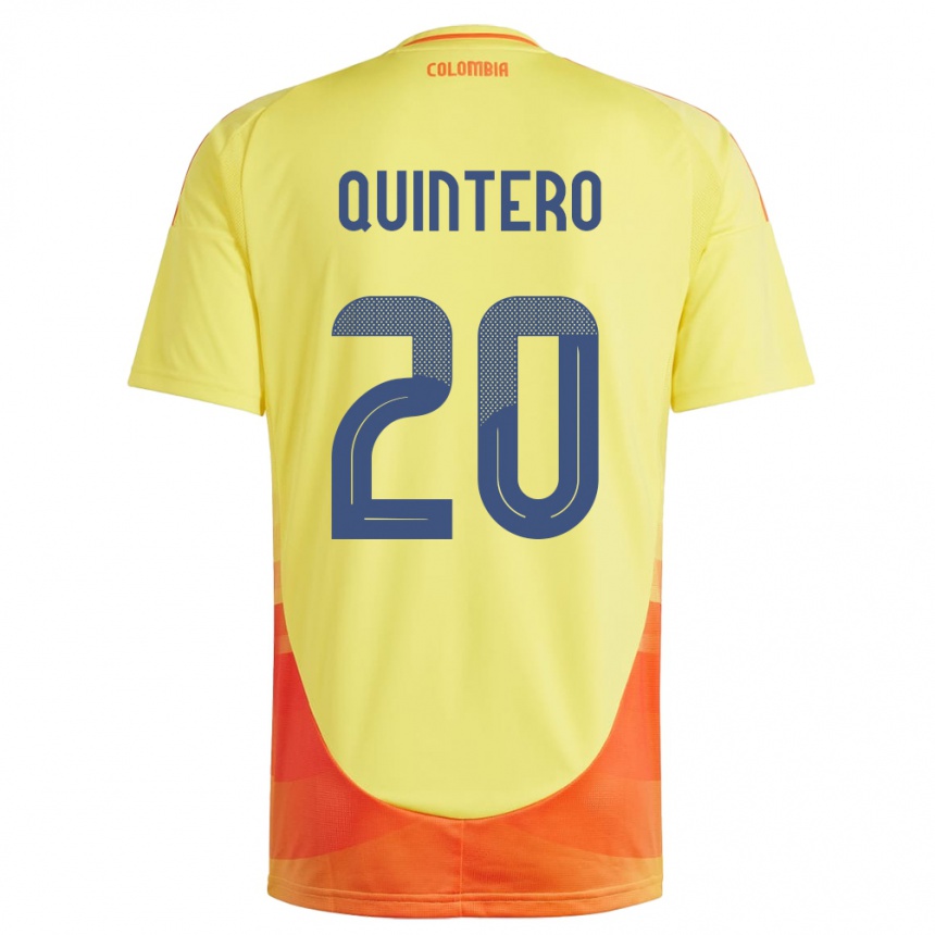 Gyermek Labdarúgás Kolumbia Juan Fernando Quintero #20 Sárga Hazai Jersey 24-26 Mez Póló Ing