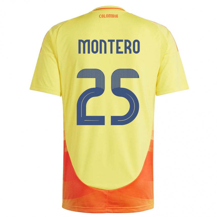 Gyermek Labdarúgás Kolumbia Álvaro Montero #25 Sárga Hazai Jersey 24-26 Mez Póló Ing