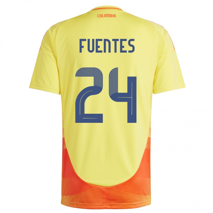 Gyermek Labdarúgás Kolumbia Gabriel Fuentes #24 Sárga Hazai Jersey 24-26 Mez Póló Ing