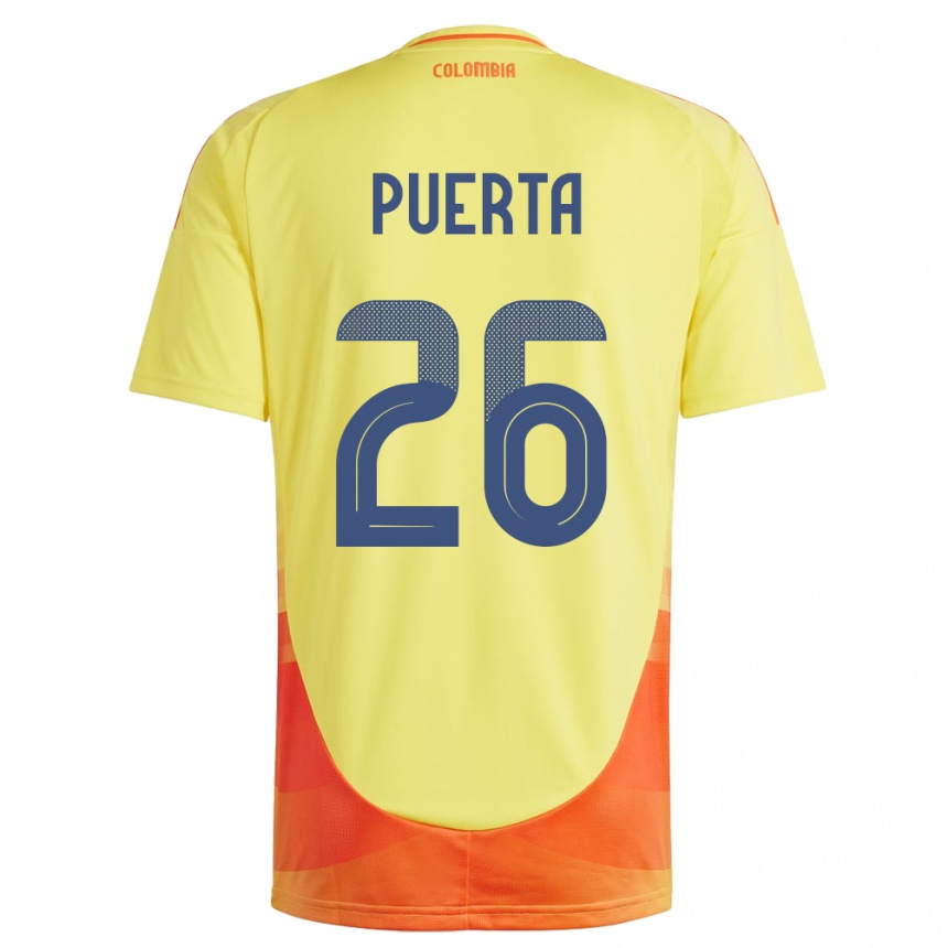 Gyermek Labdarúgás Kolumbia Gustavo Puerta #26 Sárga Hazai Jersey 24-26 Mez Póló Ing