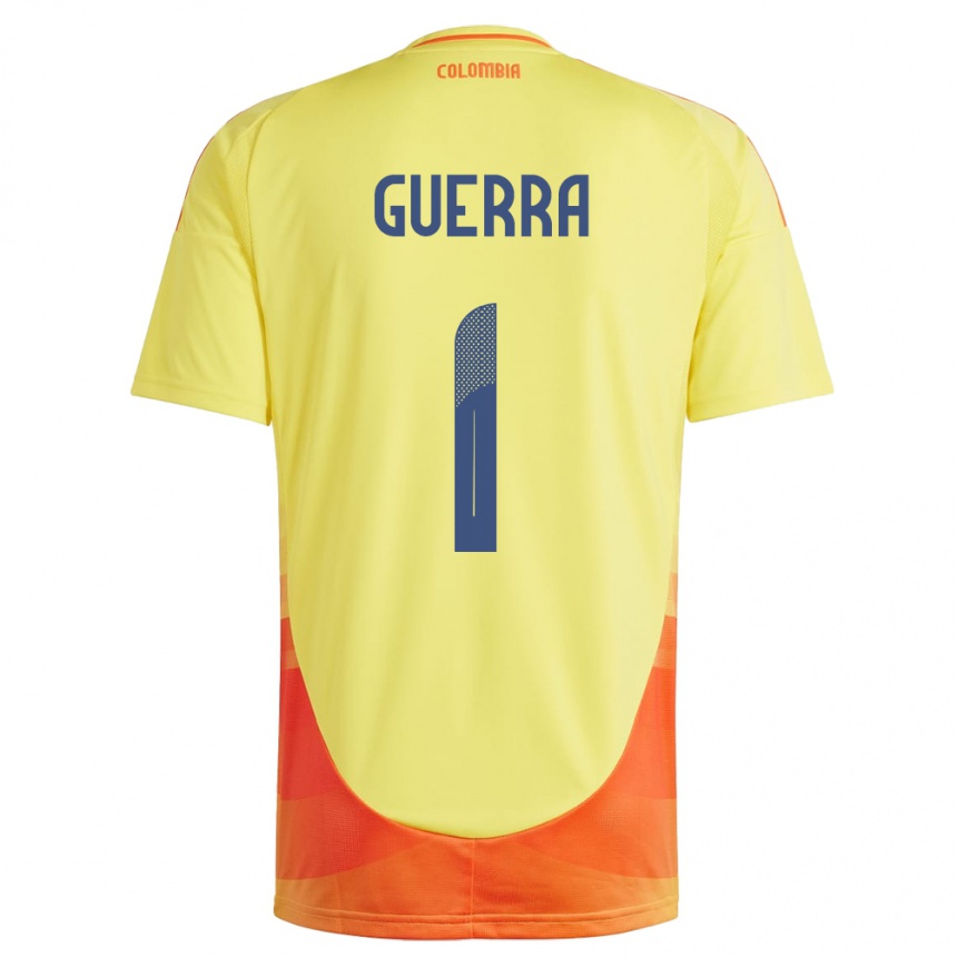 Gyermek Labdarúgás Kolumbia Sebastián Guerra #1 Sárga Hazai Jersey 24-26 Mez Póló Ing