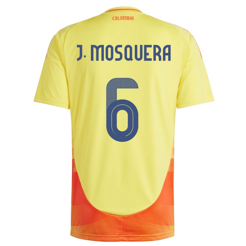 Gyermek Labdarúgás Kolumbia Juan Mosquera #6 Sárga Hazai Jersey 24-26 Mez Póló Ing