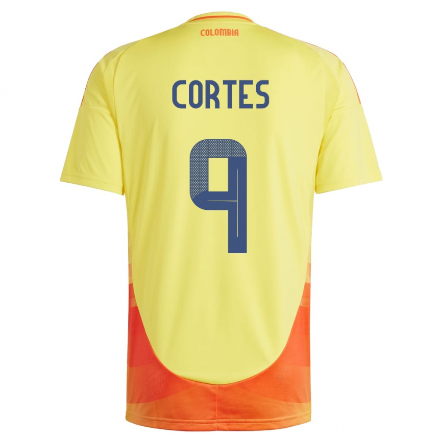 Gyermek Labdarúgás Kolumbia Carlos Cortés #9 Sárga Hazai Jersey 24-26 Mez Póló Ing