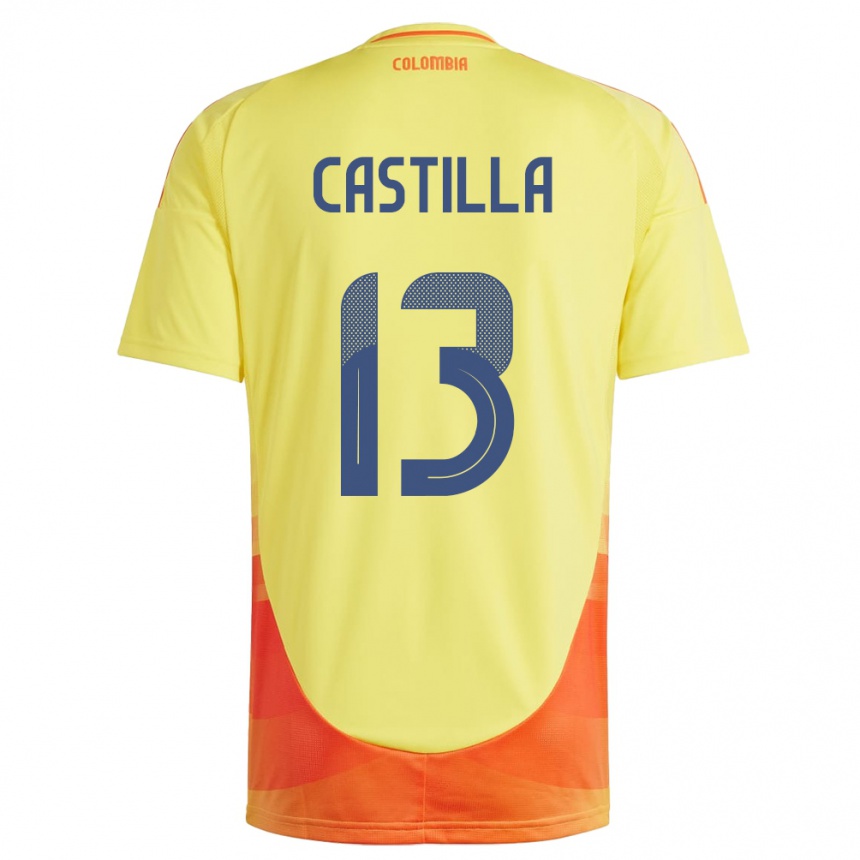 Gyermek Labdarúgás Kolumbia Juan Castilla #13 Sárga Hazai Jersey 24-26 Mez Póló Ing