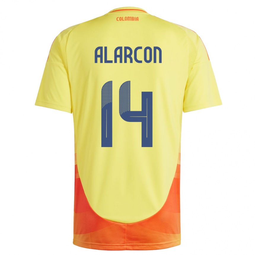 Gyermek Labdarúgás Kolumbia Andrés Alarcón #14 Sárga Hazai Jersey 24-26 Mez Póló Ing