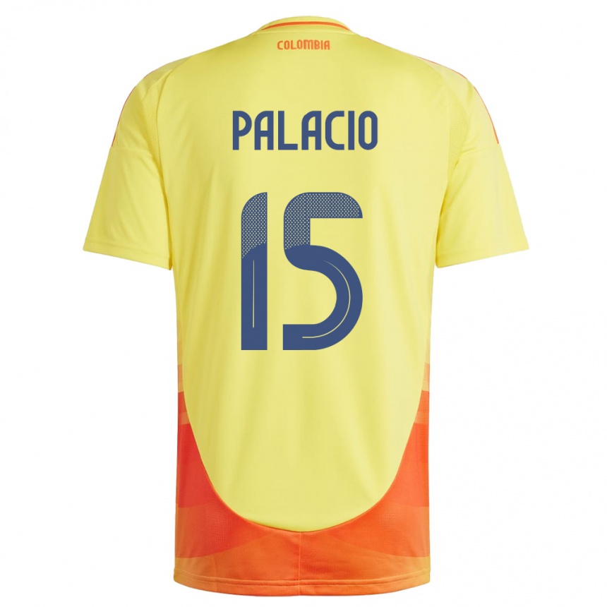 Gyermek Labdarúgás Kolumbia Nelson Palacio #15 Sárga Hazai Jersey 24-26 Mez Póló Ing