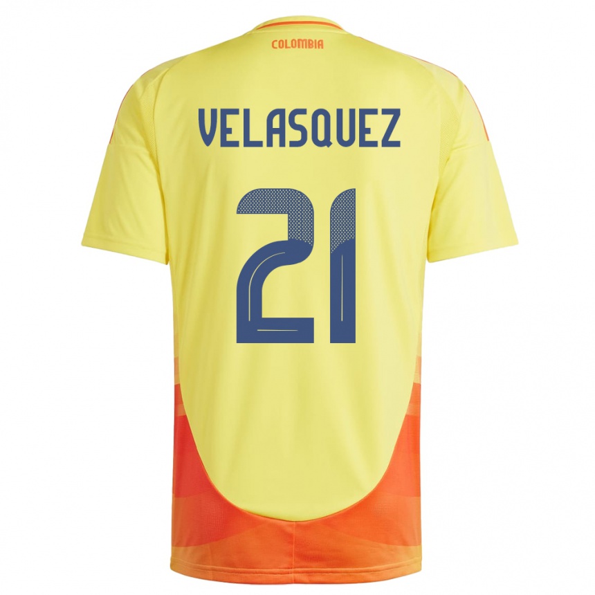 Gyermek Labdarúgás Kolumbia Samuel Velásquez #21 Sárga Hazai Jersey 24-26 Mez Póló Ing